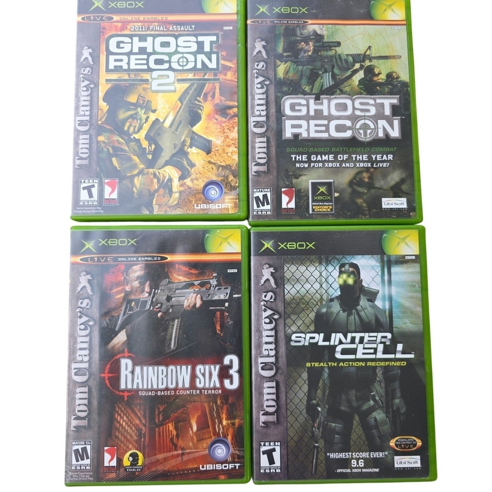 Tom Clancy Xbox Game Lot Ghost Recon 1 & 2 Rainbow Six 3 Splinter Cell Bundle